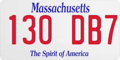 MA license plate 130DB7