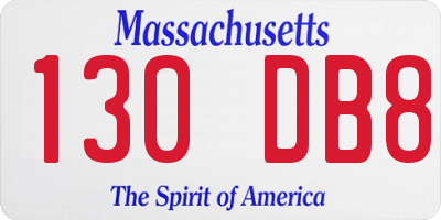 MA license plate 130DB8