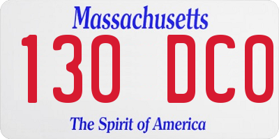 MA license plate 130DC0