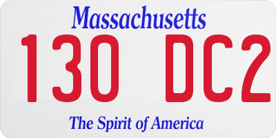 MA license plate 130DC2