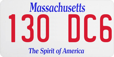 MA license plate 130DC6