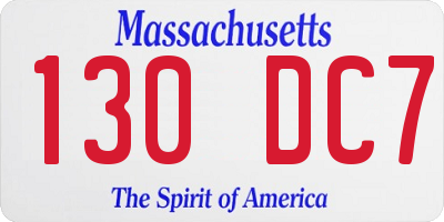 MA license plate 130DC7