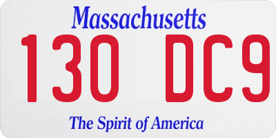 MA license plate 130DC9