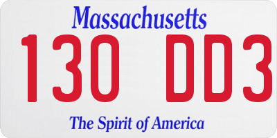 MA license plate 130DD3