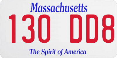 MA license plate 130DD8