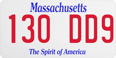 MA license plate 130DD9