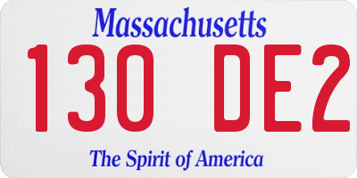 MA license plate 130DE2