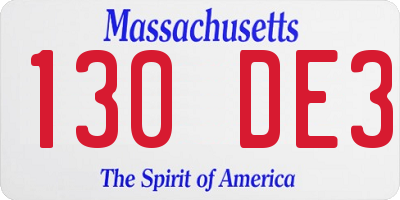 MA license plate 130DE3