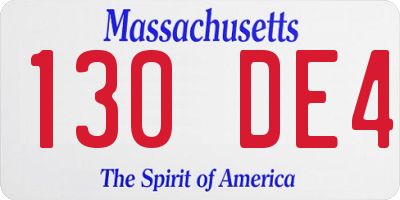 MA license plate 130DE4