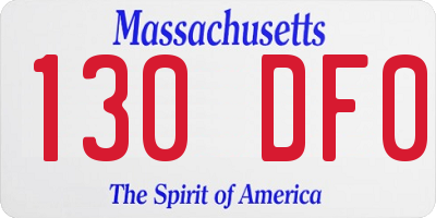 MA license plate 130DF0
