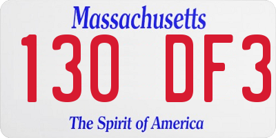 MA license plate 130DF3