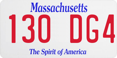 MA license plate 130DG4