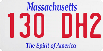 MA license plate 130DH2