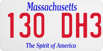 MA license plate 130DH3