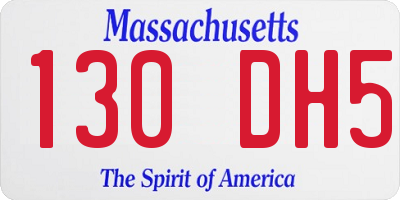 MA license plate 130DH5