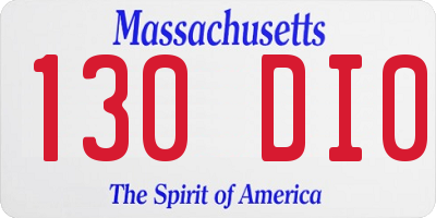 MA license plate 130DI0