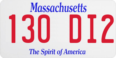 MA license plate 130DI2