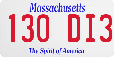 MA license plate 130DI3
