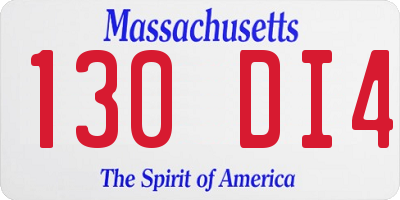 MA license plate 130DI4