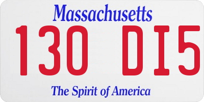 MA license plate 130DI5