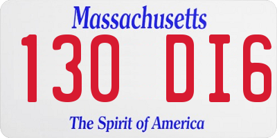 MA license plate 130DI6