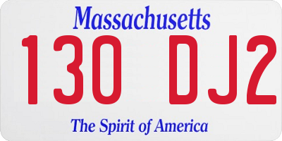 MA license plate 130DJ2