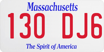 MA license plate 130DJ6