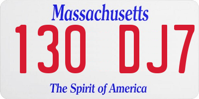 MA license plate 130DJ7