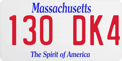 MA license plate 130DK4