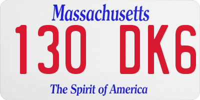 MA license plate 130DK6