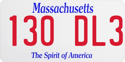 MA license plate 130DL3