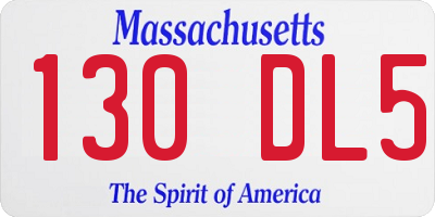 MA license plate 130DL5