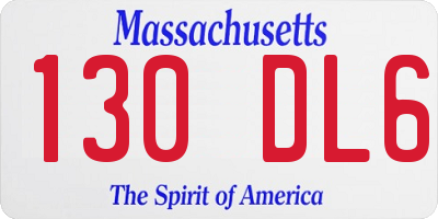 MA license plate 130DL6