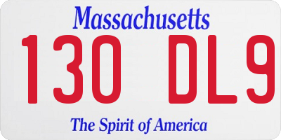 MA license plate 130DL9