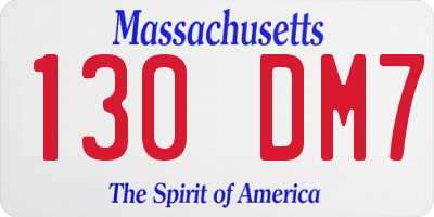 MA license plate 130DM7