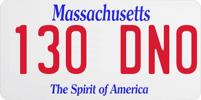 MA license plate 130DN0