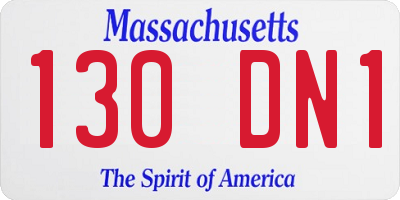 MA license plate 130DN1