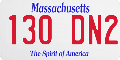 MA license plate 130DN2