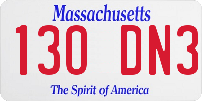 MA license plate 130DN3