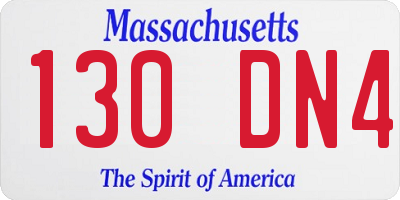 MA license plate 130DN4
