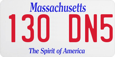 MA license plate 130DN5