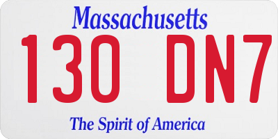 MA license plate 130DN7