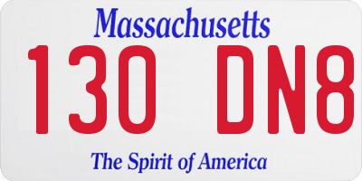 MA license plate 130DN8