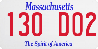 MA license plate 130DO2