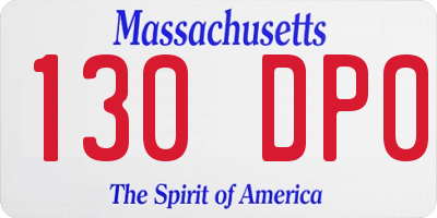 MA license plate 130DP0
