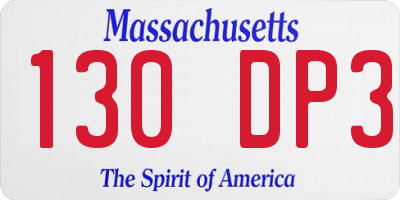MA license plate 130DP3