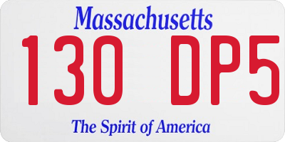 MA license plate 130DP5