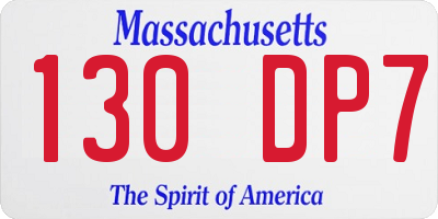 MA license plate 130DP7