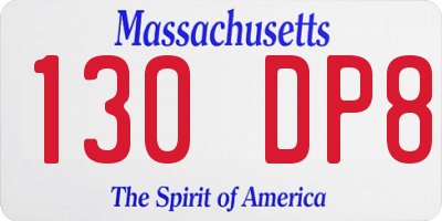 MA license plate 130DP8