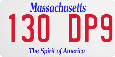 MA license plate 130DP9